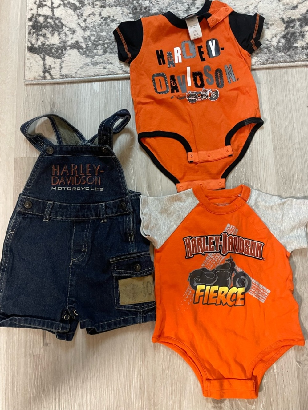 Harley-Davidson Orange and Black Infant Bodysuit with Logo